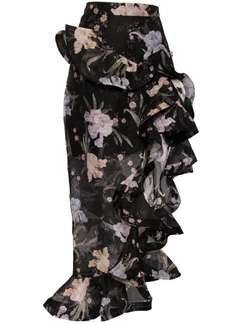 ZIMMERMANN Eden waterfall skirt - Black - zdjęcie produktu nr 1
