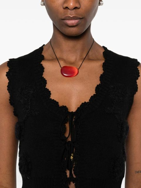 GANNI flower-applique sleeveless cardigan - Black