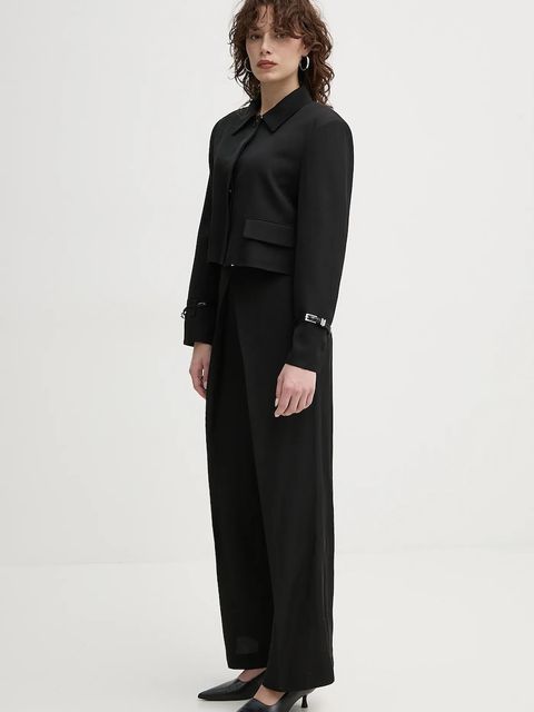 ISABELLE BLANCHE spodnie z domieszką lnu damskie kolor czarny proste high waist IS25SS-P059-T004 - zdjęcie produktu nr 2