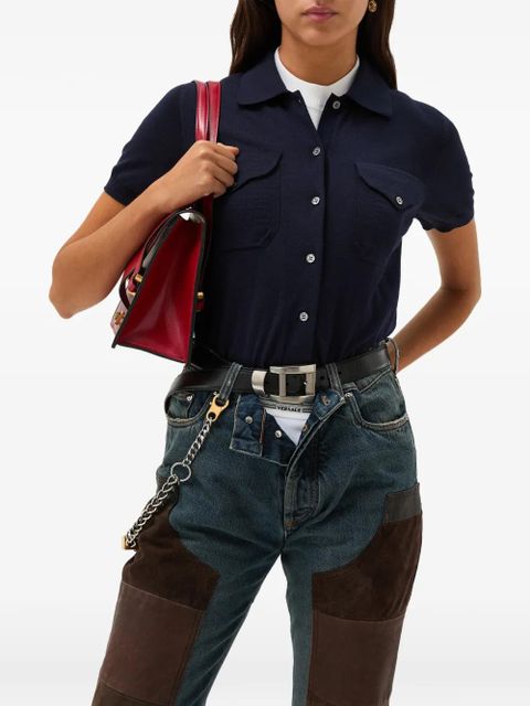 Versace chest-pocket buttoned cardigan - Blue