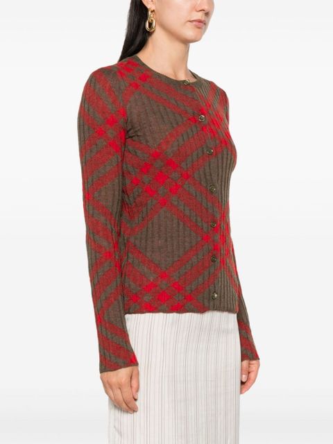 Burberry checked cardigan - Red