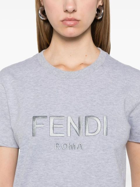 FENDI embroidered-logo T-shirt - Grey
