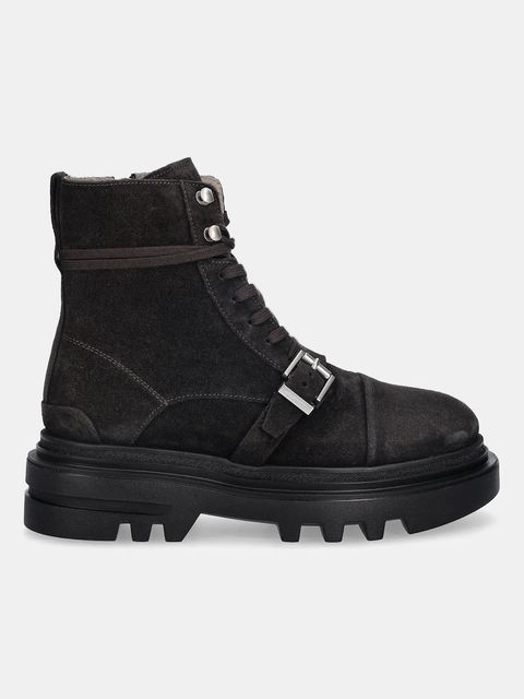 AllSaints botki zamszowe Astrid Suede Boot damskie kolor brązowy na platformie W004FD