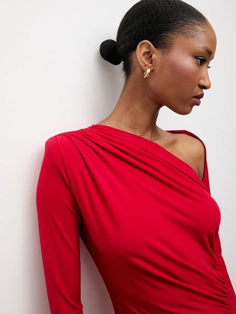 Answear.LAB sukienka kolor czerwony maxi dopasowana