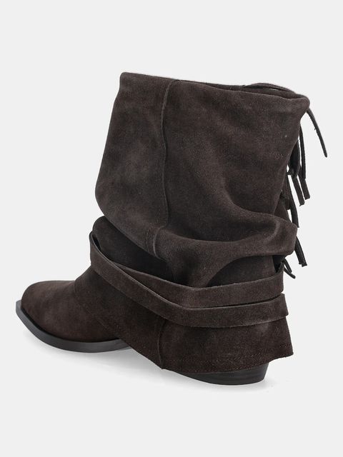 Answear.LAB botki zamszowe kolor brązowy na słupku - zdjęcie produktu nr 2