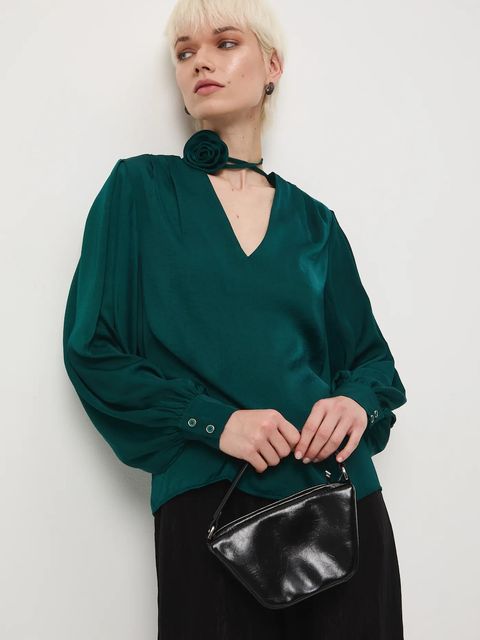 Medicine bluzka damska kolor zielony gładka - zdjęcie produktu nr 2