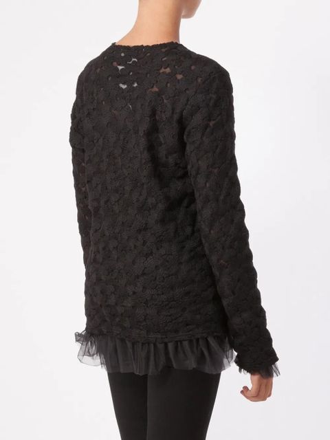 Comme Des Garçons tulle layer flower knit sweater - Black