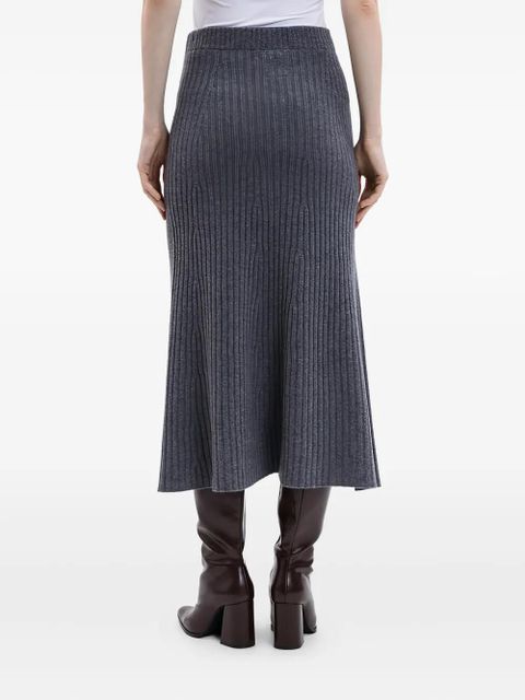 TWINSET ribbed flared midi skirt - Grey