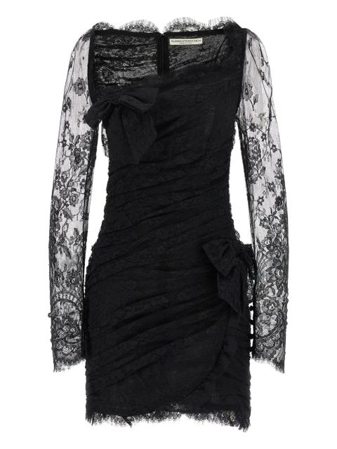 Alessandra Rich bow-detailed lace mini dress - Black - zdjęcie produktu nr 1