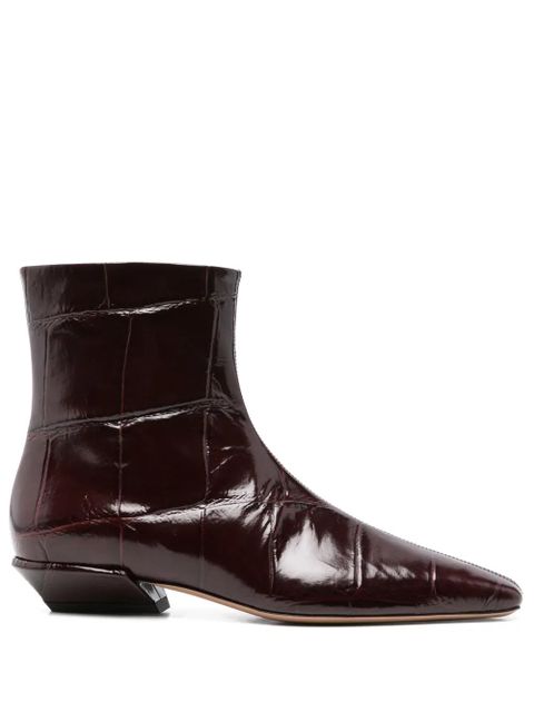 Paris Texas 30mm crocodile-effect pointed-toe ankle boots - Red - zdjęcie produktu nr 1