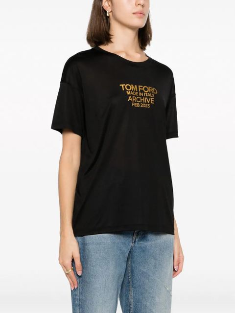 TOM FORD logo-print silk T-shirt - Black