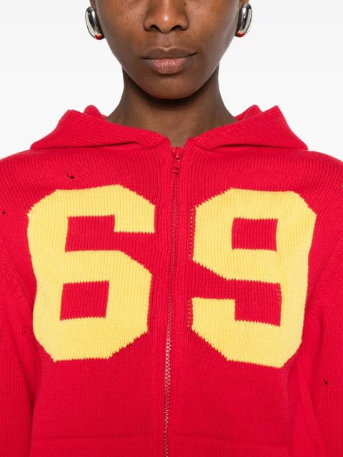 Gimaguas number hooded cardigan - Red