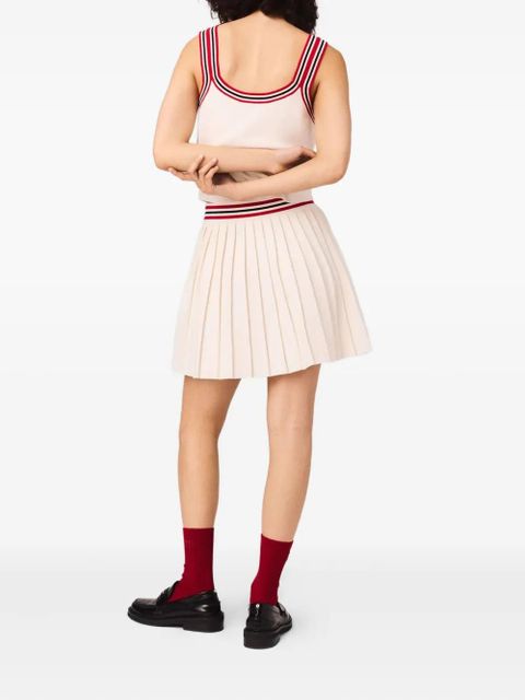 Maje flame-embroidered pleated skirt - White