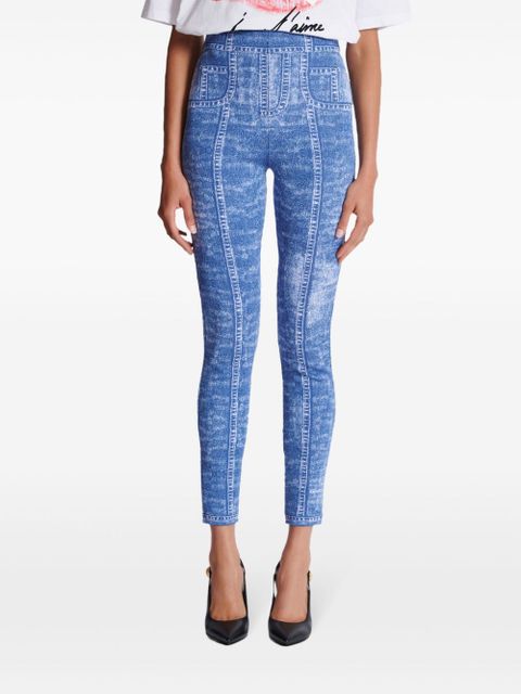 Balmain monogram-jacquard leggings - Blue - zdjęcie produktu nr 2