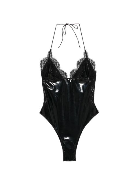Oséree Latex lace-trim swimsuit - Black - zdjęcie produktu nr 1