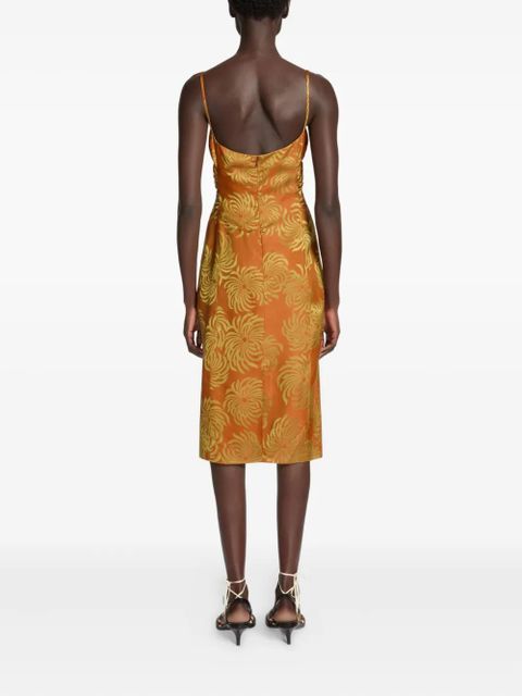 DRIES VAN NOTEN geometric-pattern midi dress - Orange