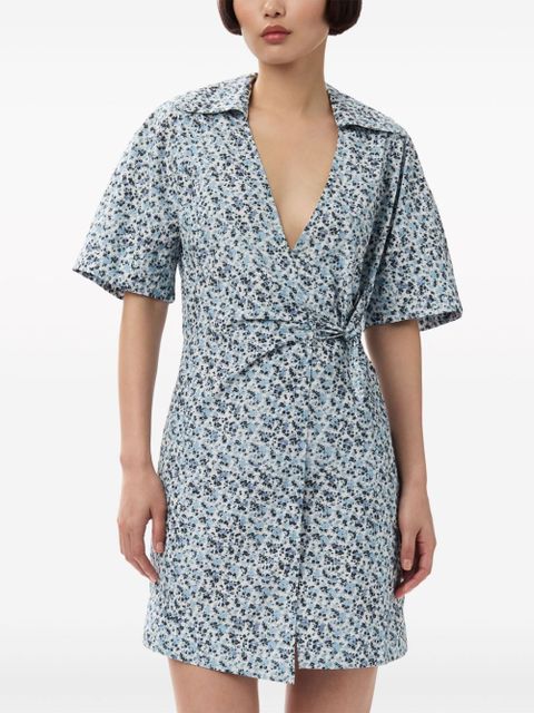GANNI floral-print wrap minidress - Blue