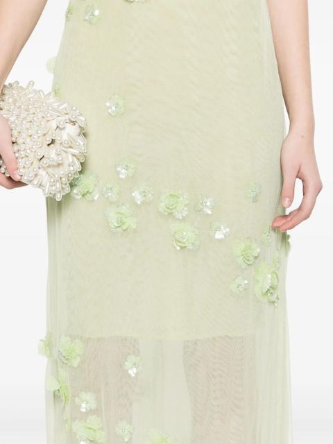 Blumarine embroidered tulle maxi dress - Green