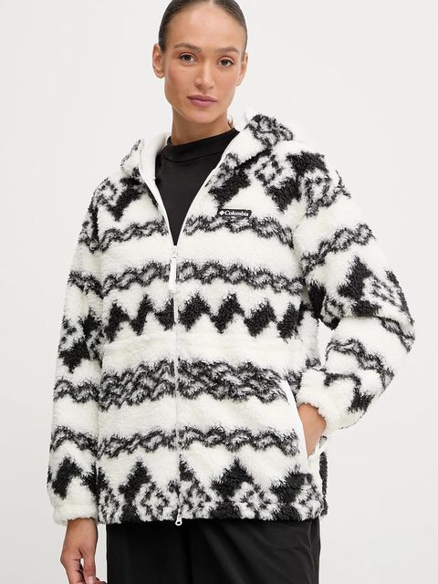 Columbia bluza polarowa Rare Escape kolor biały z kapturem wzorzysta 2135371 - zdjęcie produktu nr 1