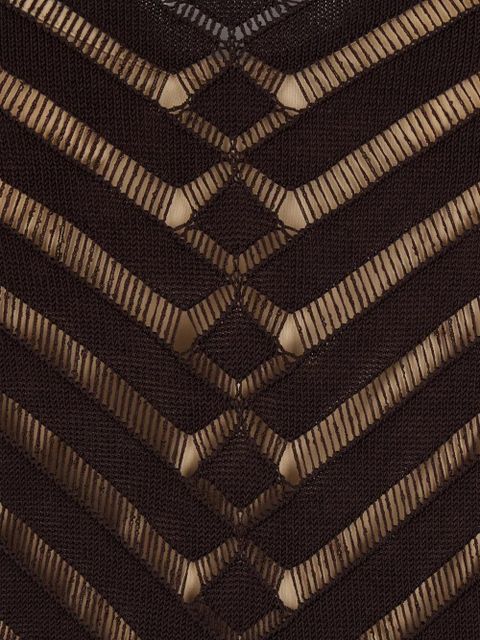 TWINSET chevron-knit short-sleeve midi dress - Brown