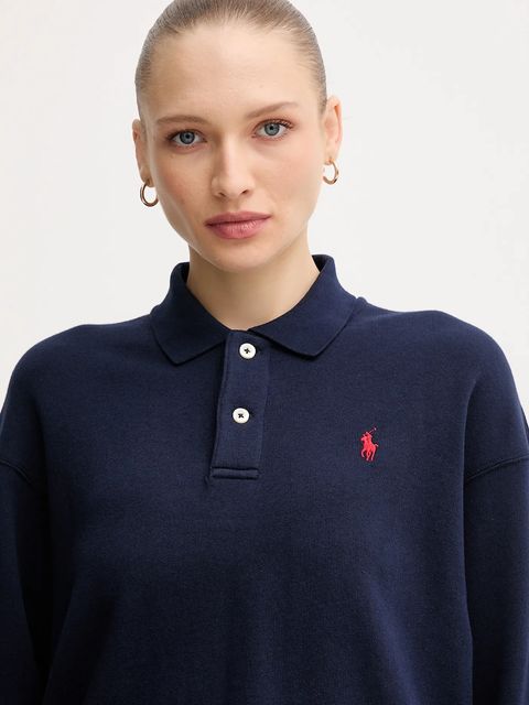 Polo Ralph Lauren bluza damska kolor granatowy gładka 211965097