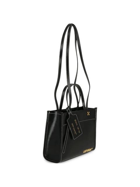 Off-White logo-plaque Zip Tie tote bag - Black