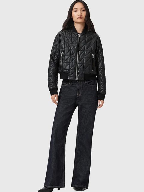 AllSaints kurtka bomber skórzana CARLY kolor czarny przejściowa W013LD