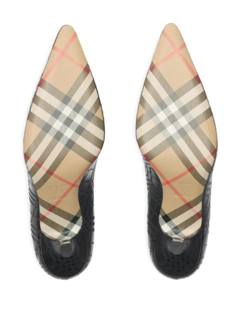 Burberry 55mm Dame pointed-toe check-embossed pumps - Black