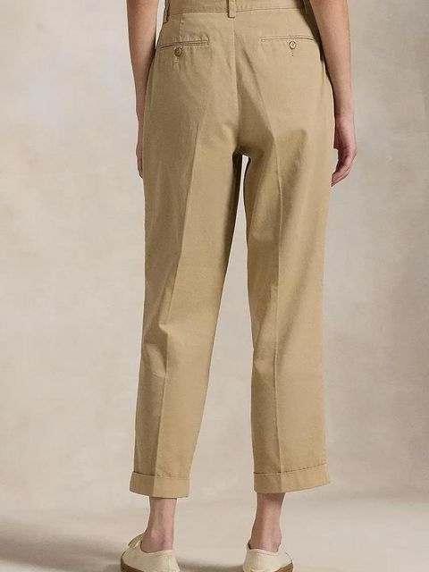 Polo Ralph Lauren spodnie bawełniane kolor beżowy szerokie medium waist 211909520