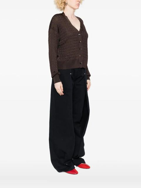 LOEWE cable-knit button cardigan - Brown - zdjęcie produktu nr 2