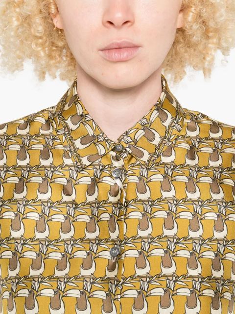 Max Mara printed button-down silk shirt - Yellow