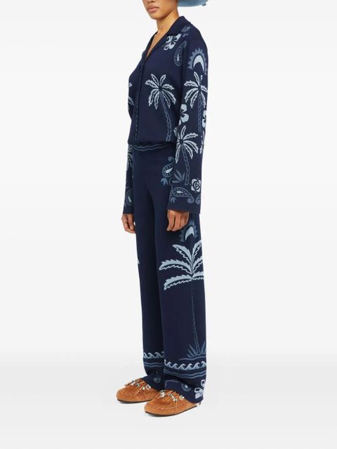 Alanui Glimpse of Eden palm-tree paisley trousers - Blue
