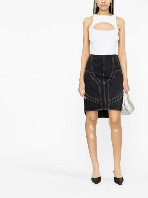 Off-White contrast-stitch denim skirt - Black - zdjęcie produktu nr 2
