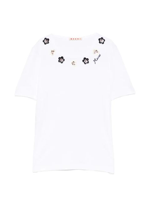 Marni floral-embellished T-shirt - White - zdjęcie produktu nr 1