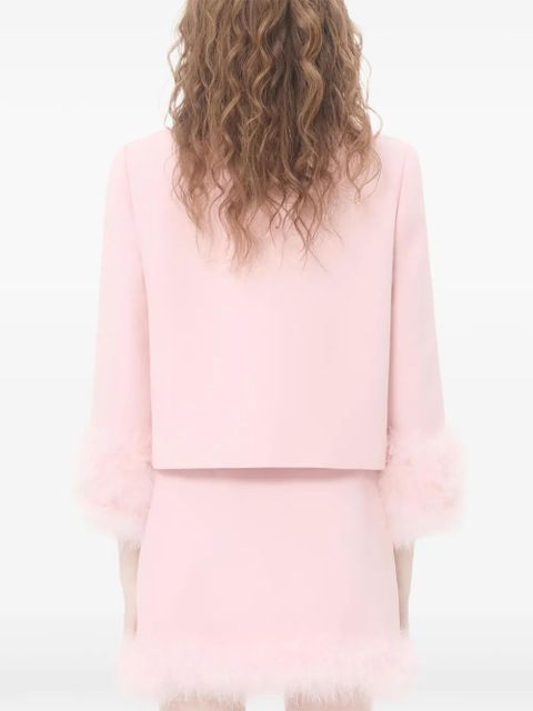 Valentino Garavani button-embellished feather-trim jacket - Pink