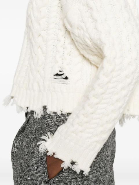 Simkhai Felix cable-knit frayed knitwear - White
