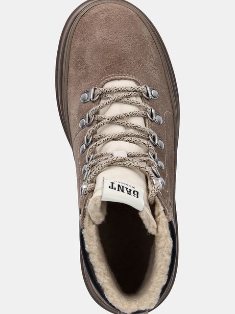 Gant workery zamszowe Wintly damskie kolor brązowy na płaskim obcasie lekko ocieplone 31543082