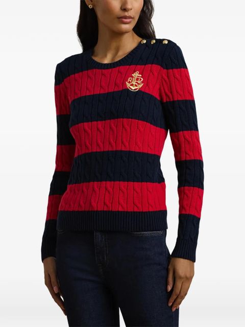 Lauren Ralph Lauren cable-knit striped sweater - Blue - zdjęcie produktu nr 2