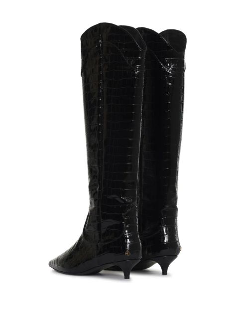 ANINE BING Tall Rae 40mm crocodile-embossed boots - Black