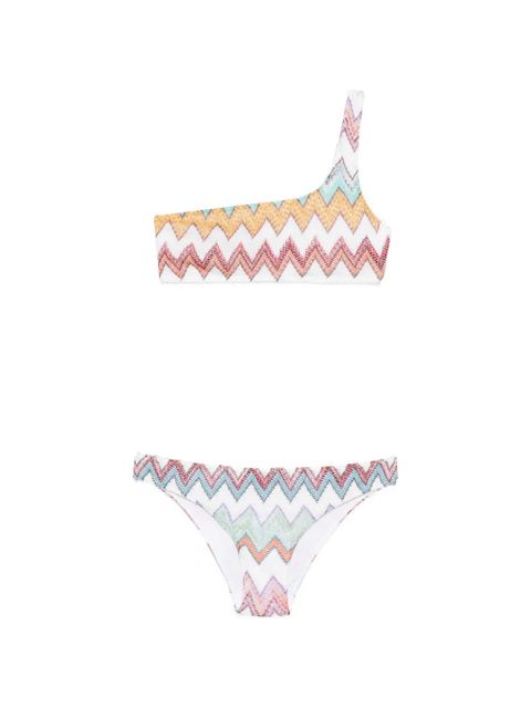 Missoni zigzag-knit one-shoulder bikini - White - zdjęcie produktu nr 1