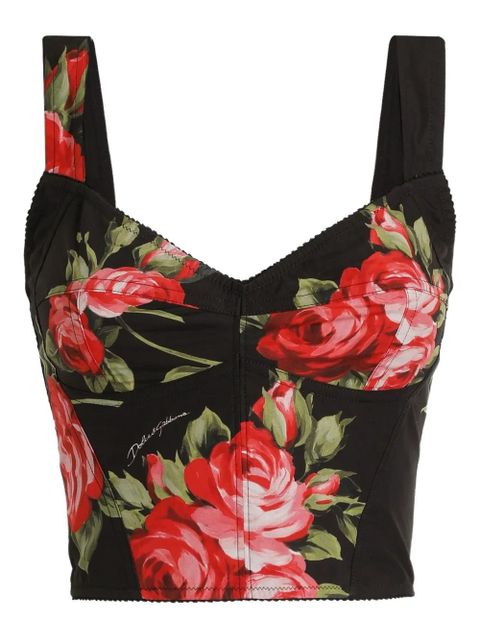 Dolce & Gabbana floral-print top - Black - zdjęcie produktu nr 1