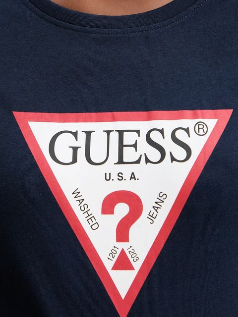 Guess t-shirt bawełniany damski kolor granatowy W1YI1B I3Z14