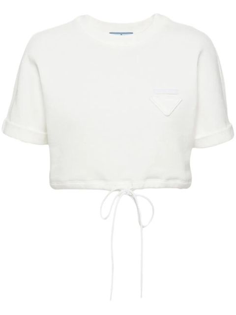 Prada cropped fleece T-shirt - White - zdjęcie produktu nr 1