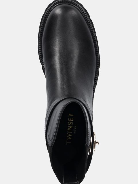 Twinset sztyblety damskie kolor czarny na płaskim obcasie 252TCP194