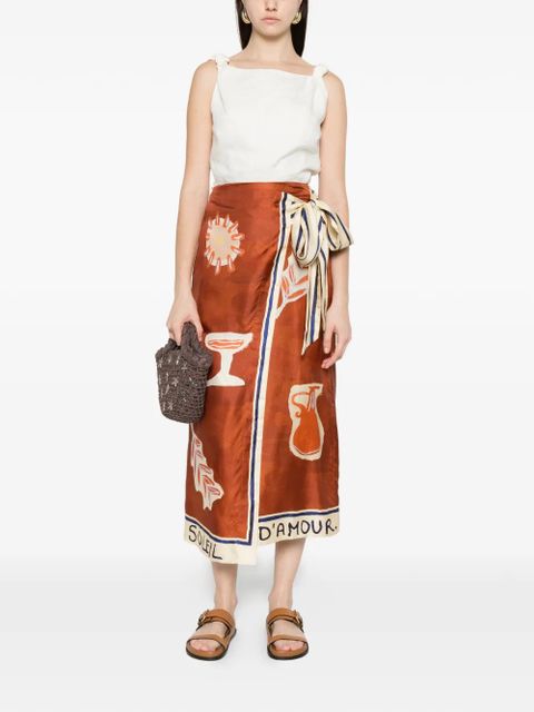 ALEMAIS printed midi skirt - Brown