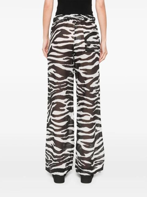The Attico zebra-print sheer trousers - Black