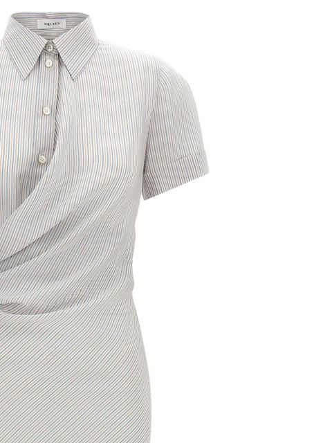 Alexander McQueen striped draped-design dress - White