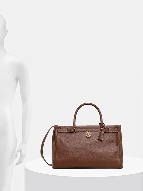 Tommy Hilfiger torebka skórzana kolor brązowy AW0AW17925