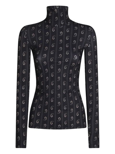 Tory Burch geometric-print turtleneck top - Blue - zdjęcie produktu nr 1