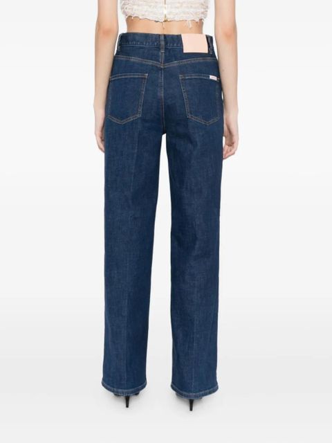 Self-Portrait logo-patch straight-leg jeans - Blue